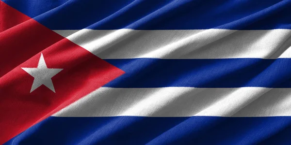 Bandera de Cuba pintura sobre alto detalle de tejidos de algodón ondulado  . —  Fotos de Stock