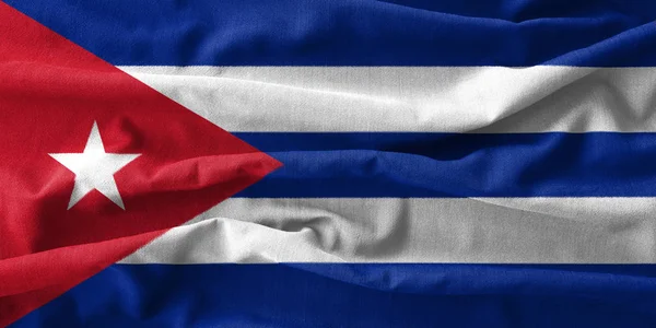 Bandera de Cuba pintura sobre alto detalle de tejidos de algodón ondulado —  Fotos de Stock