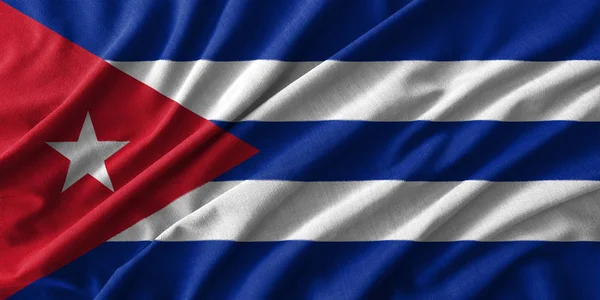 Bandera de Cuba pintura sobre alto detalle de tejidos de algodón ondulado —  Fotos de Stock