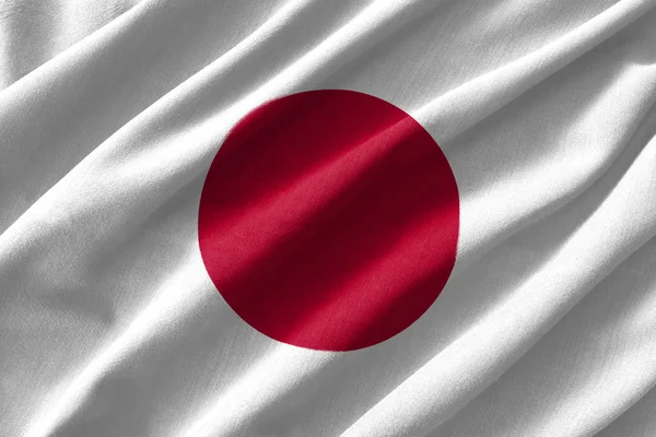Japan flag painting on high detail of wave cotton fabrics . — Stock Photo, Image