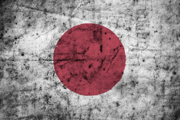 Japanische Flagge mit hohem Detail aus altem schmutzigem, zerknittertem Papier — Stockfoto