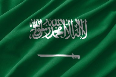 Resim dalga pamuklu kumaşlar yüksek ayrıntı üzerinde Suudi Arabistan bayrağı