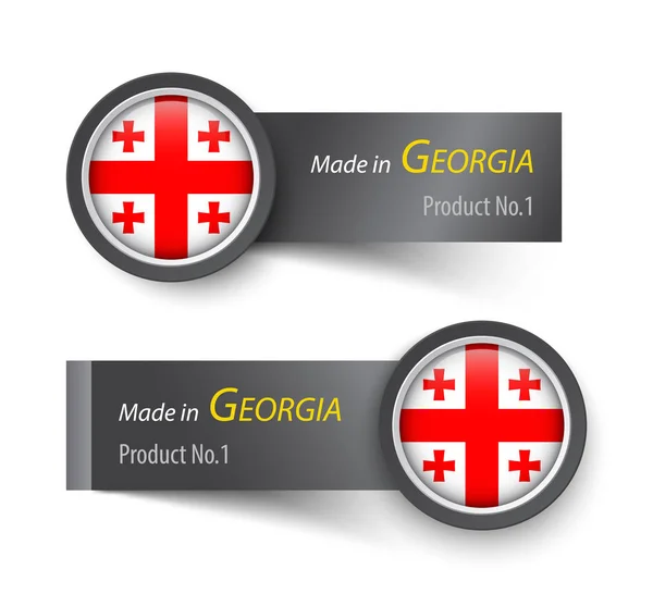Bandiera icona ed etichetta con testo realizzato in Georgia  . — Vettoriale Stock