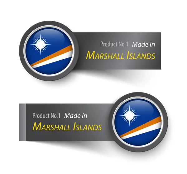 Icono de bandera y etiqueta con texto hecho en Islas Marshall  . — Archivo Imágenes Vectoriales