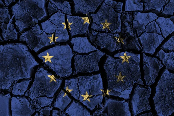 Európai Unió (Eu) nagy részletességgel repedt talaj festmény. 3D-s illusztráció — Stock Fotó