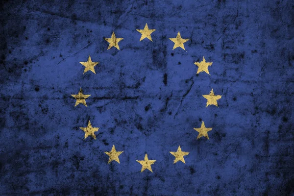 Európai Unió (Eu) lobogó, nagy részletességgel a régi piszkos papírt. 3D-s illusztráció — Stock Fotó