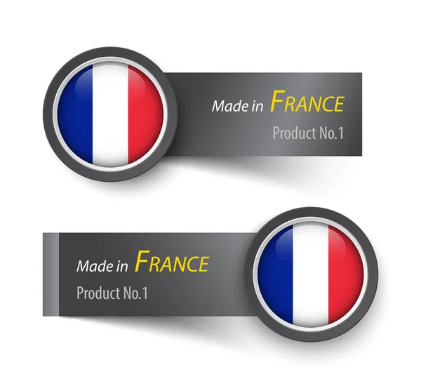 Icono de bandera y etiqueta con texto hecho en Francia  . — Archivo Imágenes Vectoriales