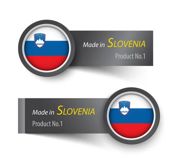 Flag icon and label with text made in Slovenia . — Stock Vector