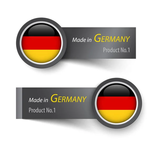 Ícone de bandeira e rótulo com texto feito na Alemanha —  Vetores de Stock