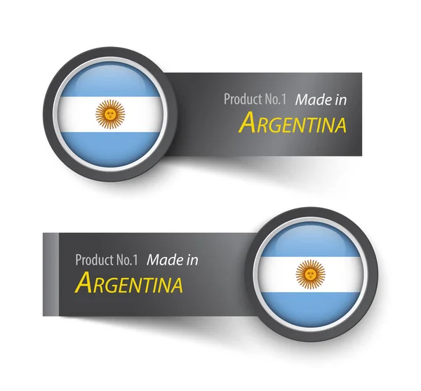 Vlajka ikonu a popisek s textem v Argentině — Stockový vektor