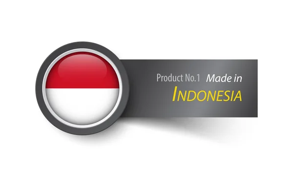 Vlag, pictogram en label met tekst made in Indonesië — Stockvector