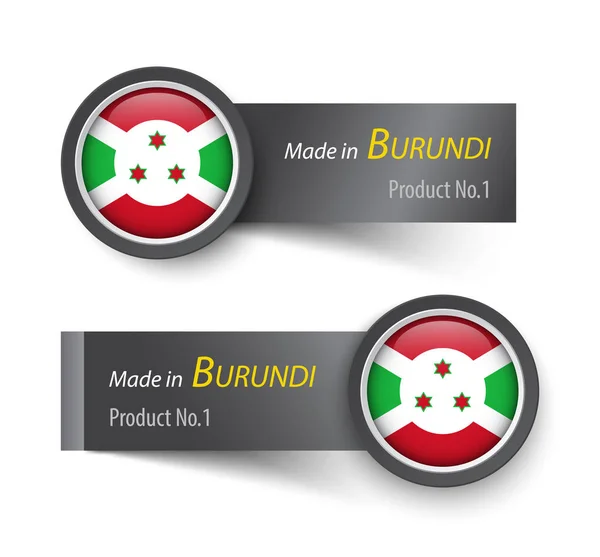 Tandai ikon dan label dengan teks yang dibuat di Burundi - Stok Vektor
