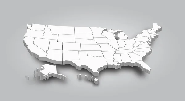 3D Kaart van de Verenigde Staten van Amerika — Stockvector