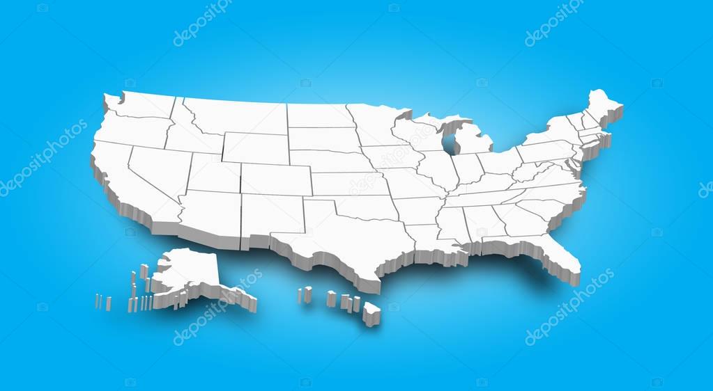3D Map of United state of america