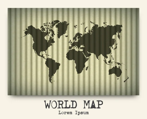 Vector of world map on cardboard — Stock Vector