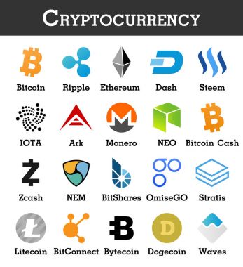 Kripto para birimi simgesi seti. Vektör