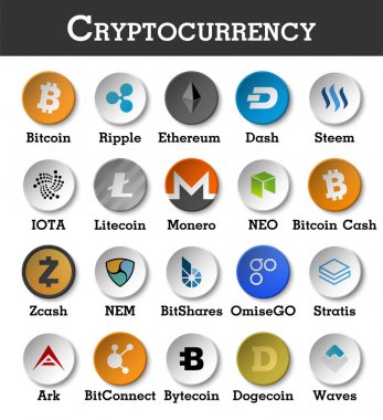 Kripto para birimi simgesi seti. Vektör