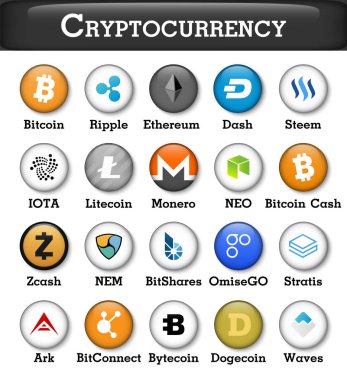 Kripto para birimi simgesi seti. Vektör