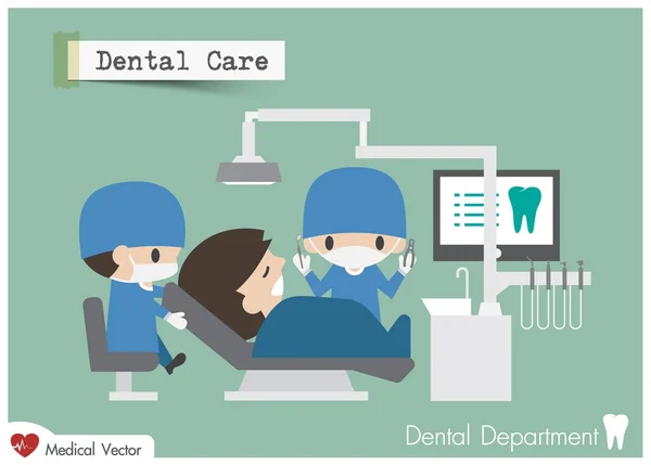 病院での歯科治療ユニット。ベクトル。フラットなデザイン — ストックベクタ