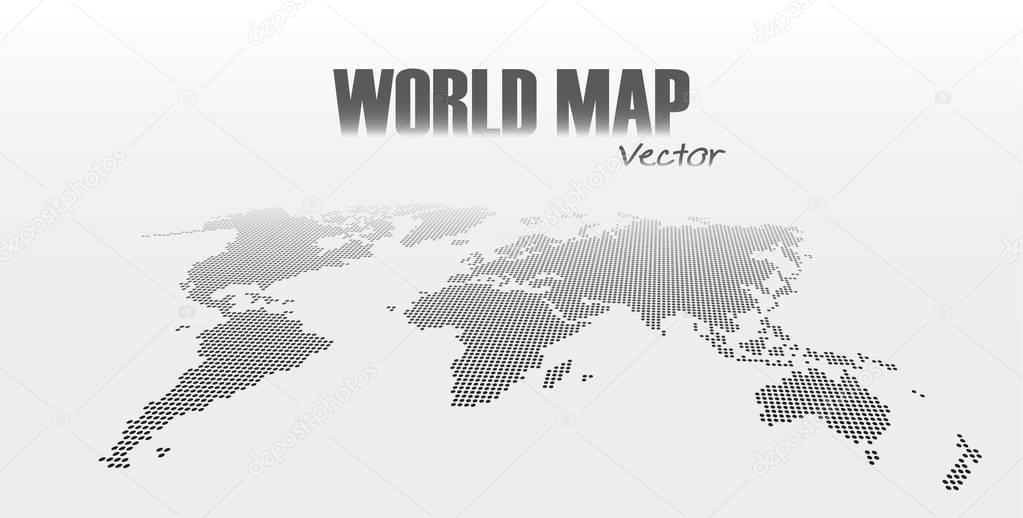 Perspective and dotted style world map on gray background