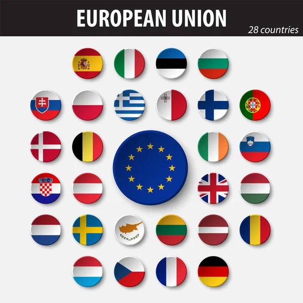 Banderas de la Unión Europea y miembros — Vector de stock