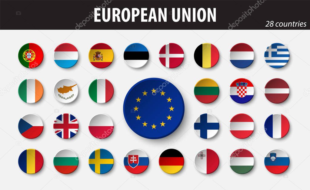 Flags of European Union and members .