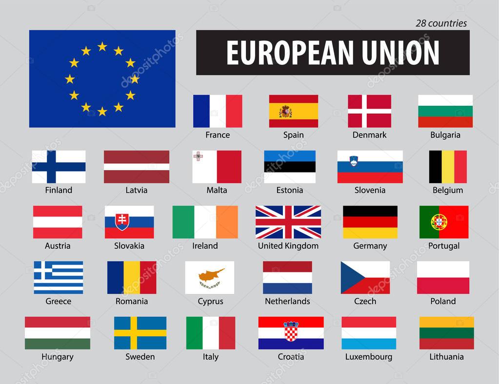 Flags of European Union and members .