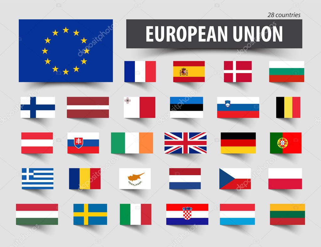 Flags of European Union and memberships .