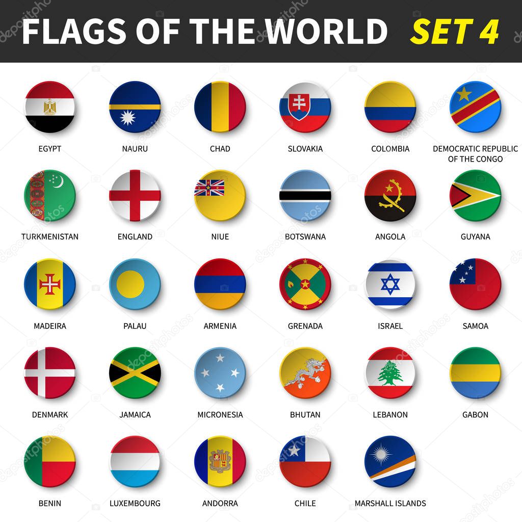 All flags of the world set 4. Circle and concave design