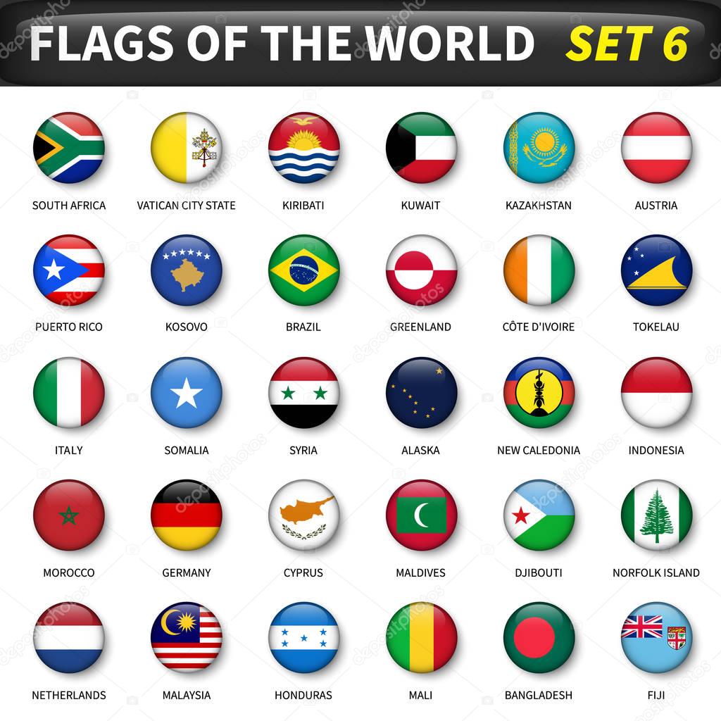 All flags of the world set 6 . Circle and convex design .