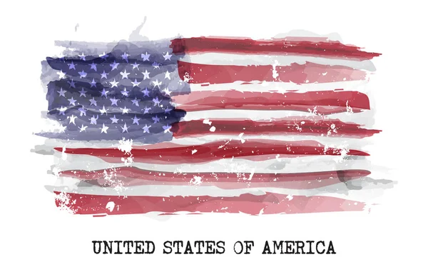 Aquarel vlag van Amerika. Vector — Stockvector