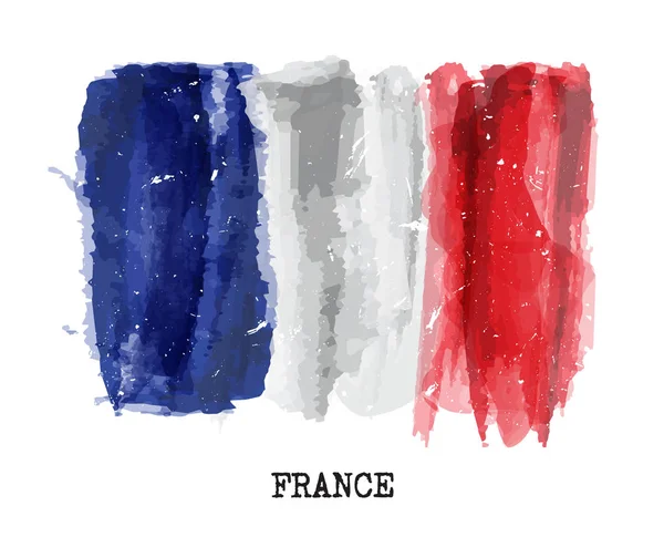 Acquerello bandiera pittura della Francia. Vettore — Vettoriale Stock