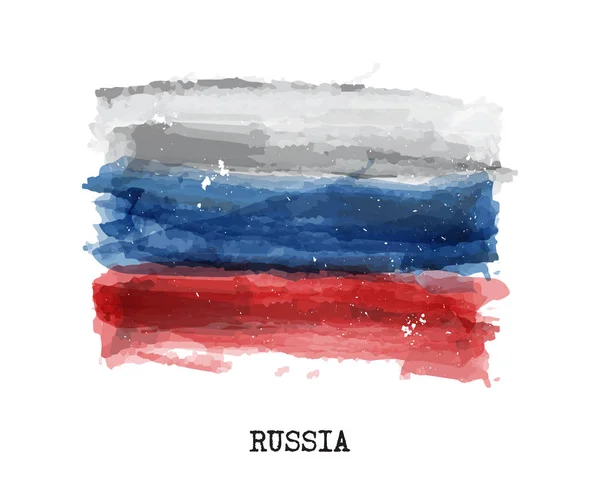 Akvarellmålning flagga Ryssland. Vektor — Stock vektor