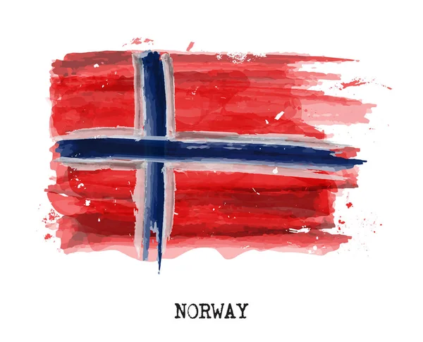 Aquarelle drapeau de la Norvège. Vecteur — Image vectorielle