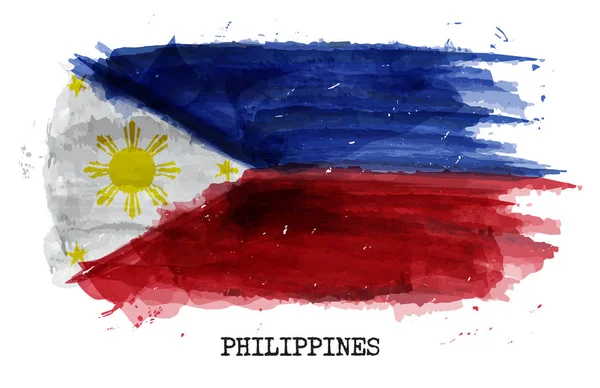 Akvarell festészet zászlaja a Fülöp-szigeteken. Vektor — Stock Vector