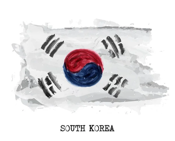 Bandera de pintura de acuarela de Corea del Sur. Vector — Archivo Imágenes Vectoriales