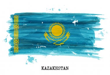 Suluboya resim Kazakistan bayrağı. Vektör