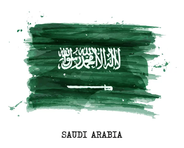 Картини аквареллю прапор Саудівської Аравії. Вектор — стоковий вектор