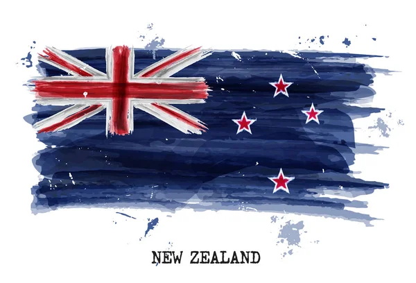 Akwarela malarstwo flaga Nowej Zelandii. Wektor — Wektor stockowy