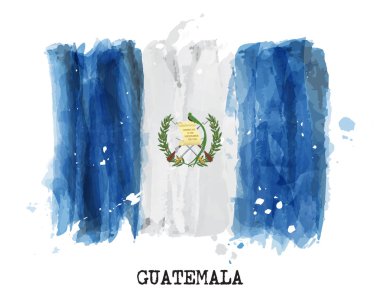 Watercolor painting flag of Guatemala . Vector clipart