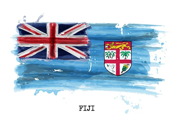 Bandera de pintura de acuarela de Fiji. Vector — Vector de stock