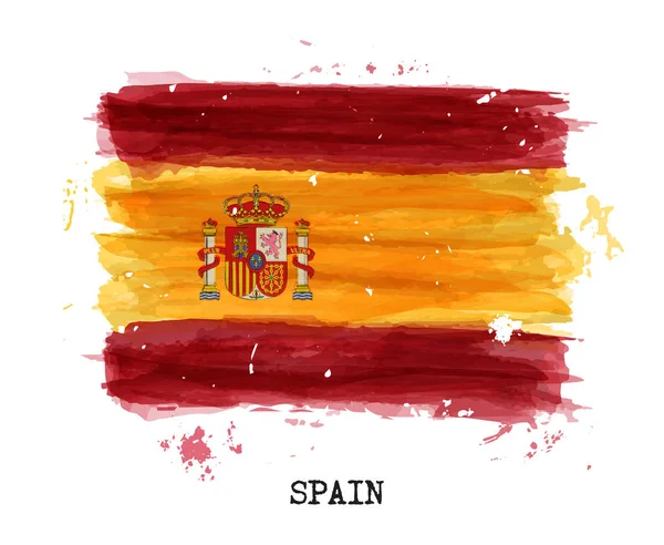 Bandeira de pintura aquarela da Espanha. Vetor — Vetor de Stock