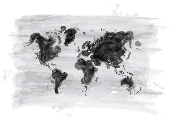 Diseño de pintura de acuarela del mapa del mundo. (Concepto de contaminación ambiental). Vector — Archivo Imágenes Vectoriales