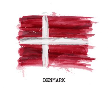 Danimarka bayrağı suluboya resim. Vektör