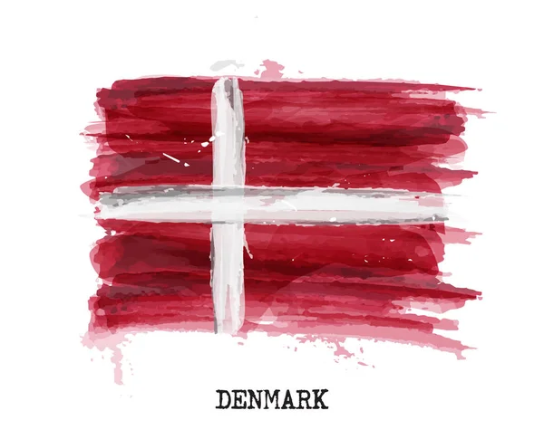 Aquarelle drapeau du Danemark. Vecteur — Image vectorielle