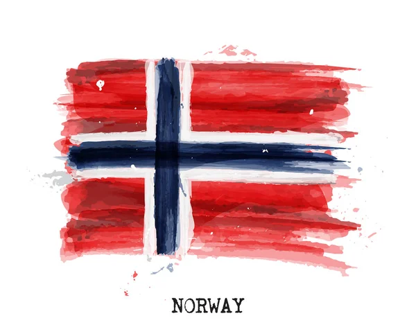 Suluboya resim Norveç bayrağı. Vektör — Stok Vektör