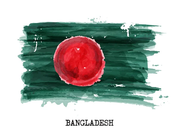 Ζωγραφική με νερομπογιές σχεδιασμό σημαία του Μπανγκλαντές. Διάνυσμα — Διανυσματικό Αρχείο