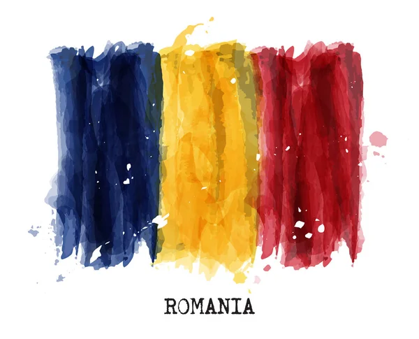 Acquerello pittura bandiera di design della Romania. Vettore — Vettoriale Stock