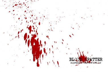 Blood splatter elements on white background . Criminal concept . Vector clipart