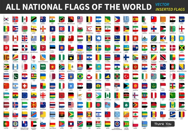 All official national flags of the world . Inserted design . Vector — Stock Vector